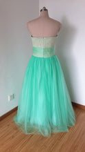 Load image into Gallery viewer, Sweetheart Long Mint Tulle Beaded Prom Dress