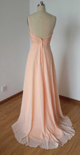 Load image into Gallery viewer, Backless Spaghetti Straps Light Peach Chiffon Long Prom Dress