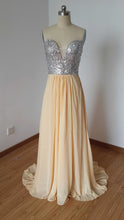 Load image into Gallery viewer, Sexy Sweetheart Light Champagne Chiffon Beaded Long Prom Dress