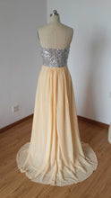 Load image into Gallery viewer, Sexy Sweetheart Light Champagne Chiffon Beaded Long Prom Dress