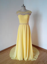 Load image into Gallery viewer, V-back Yellow Chiffon Prom Dress Gorgeous