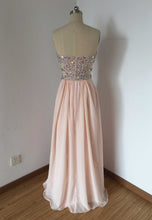 Load image into Gallery viewer, Sweetheart Pale Pink Chiffon Long Prom Dress with Front Slit