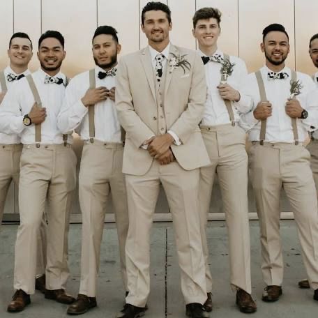 Light Beige Groomsmen Pants 2025 Wedding Work with Adjustable Waist