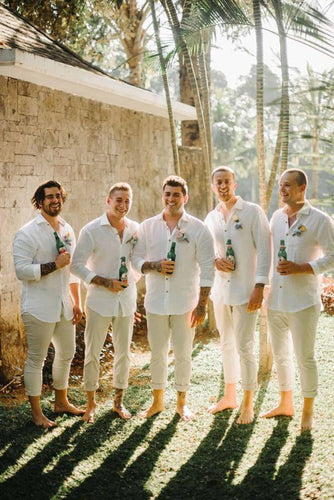 Linen Groomsmen 3/4 Pants Beach Wedding