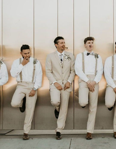 Beige Groomsmen Pants Wedding