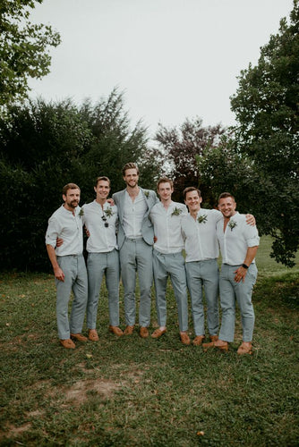 Grey Groomsmen Pants Wedding Group Groom Pants