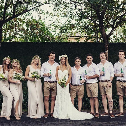 Khaki Groomsmen Shorts for Wedding Groom