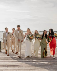 Beige Linen Suits for Wedding 3 Pieces
