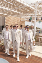 Load image into Gallery viewer, Beige Linen Groomsmen Suits for Wedding Beach 2 Pieces