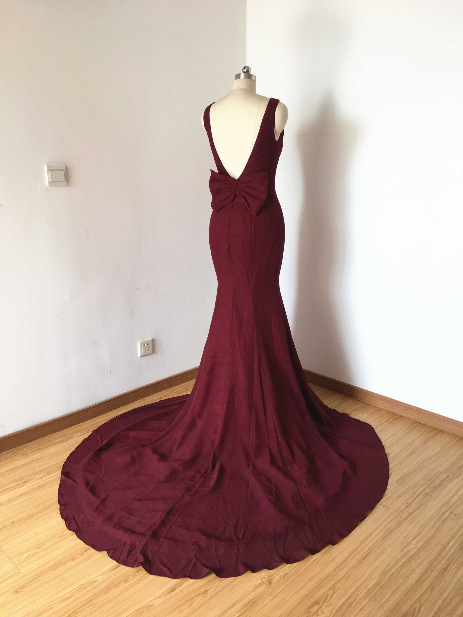 Mermaid Backless Burgundy Chiffon Long Prom Dress DressCulture Mermaid Backless Burgundy Chiffon Long Prom Dress DressCulture