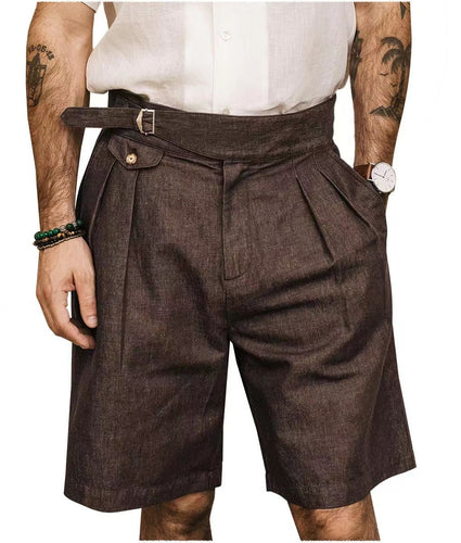 Coffee Linen Men Shorts for Summer Casual Work