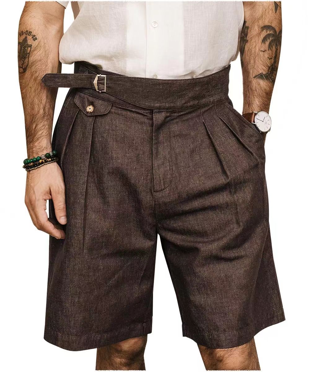 Coffee Linen Men Shorts for Summer Casual Work
