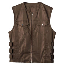 Load image into Gallery viewer, Brown Leather Vest Men Motorcycle