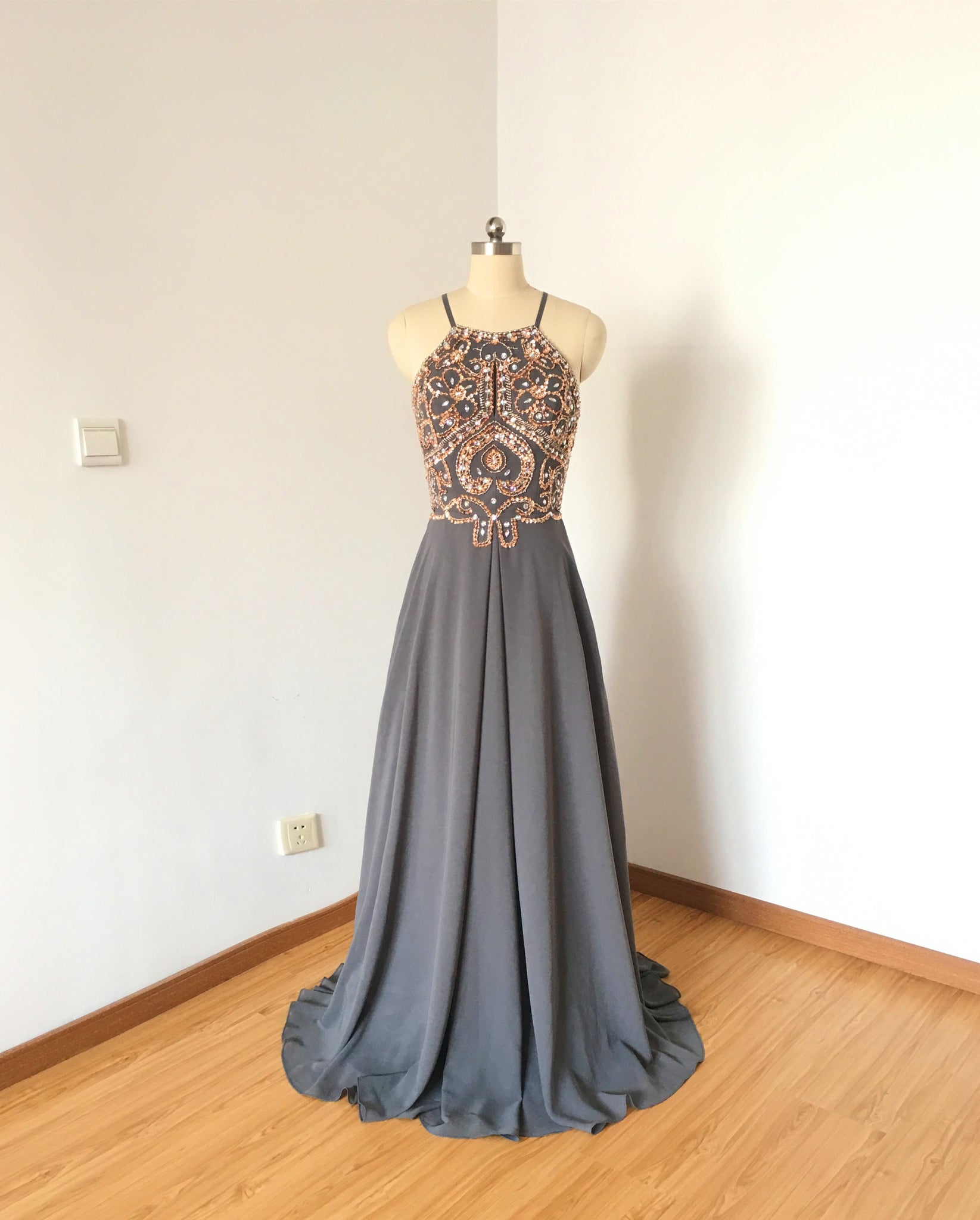 charcoal gray chiffon dress Charcoal Grey Chiffon Strapless Bridesmaid Dress Modsele