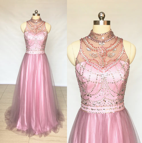 Sweetheart Mauve Tulle Long Prom Dress