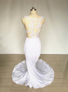 Mermaid Ivory Lace Spandex Long Prom Dress