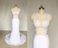 Load image into Gallery viewer, Mermaid Ivory Lace Spandex Long Prom Dress