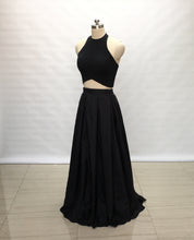 Load image into Gallery viewer, Two Piece Black Spandex Taffeta Long Prom Dress