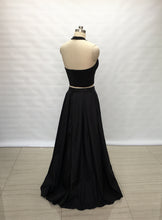 Load image into Gallery viewer, Two Piece Black Spandex Taffeta Long Prom Dress