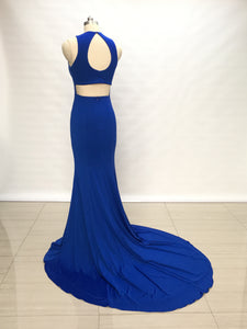 Mermaid Royal Blue Spandex Long Prom Dress with Slit