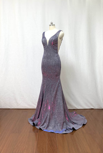 Glitter Burgundy Long Prom Dress Mermaid