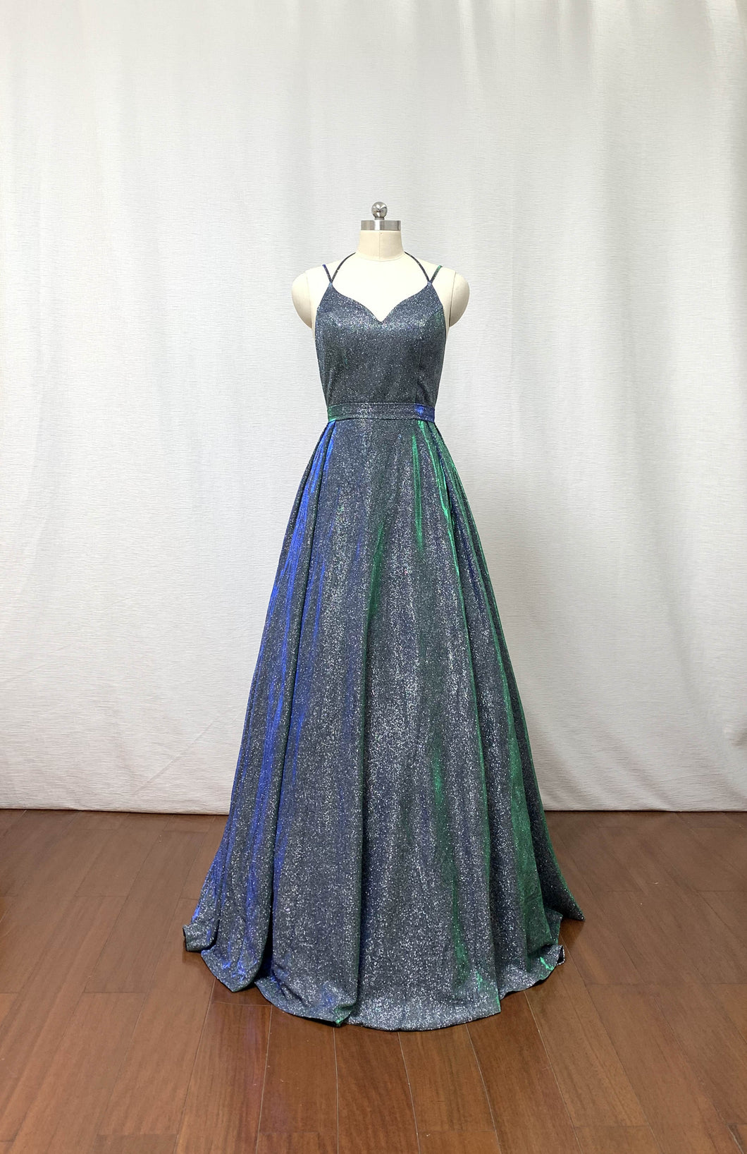 Glitter Emerald Green Long Prom Dress