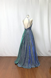 Glitter Emerald Green Long Prom Dress