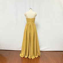 Load image into Gallery viewer, Spaghetti Straps Gold Glitter Long Prom Dress with Slit