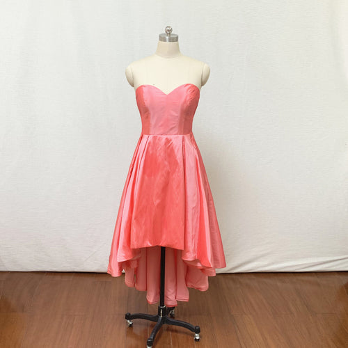 Sweetheart Watermelon Taffeta High Low Prom Dress