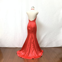 Load image into Gallery viewer, Mermaid Cowl Red Silk Long Prom Dress with Slit