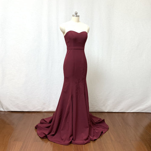 Mermaid Sweetheart Burgundy Stretch Satin Long Prom Dress