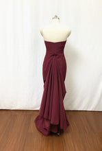 Load image into Gallery viewer, Mermaid Sweetheart Burgundy Stretch Satin Long Prom Dress