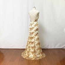 Load image into Gallery viewer, Gold Prom Dress Mermaid Sequin Long Evening Dress