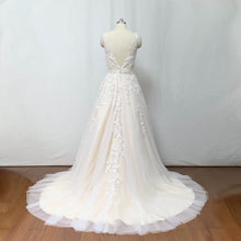 Load image into Gallery viewer, Lace Tulle Prom Dress Ball Gown Ivory Tulle Champagne Lining Long Evening Dress