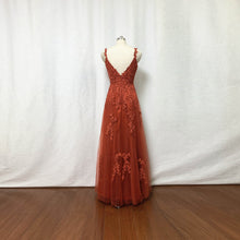 Load image into Gallery viewer, Burnt Orange Lace Tulle Prom Dress Fairy