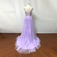 Load image into Gallery viewer, Lilac Purple Lace Tulle Prom Dress Fairy with Corset