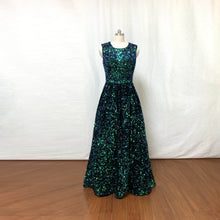 Load image into Gallery viewer, Green Big Sequin Prom Dress Modest