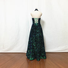 Load image into Gallery viewer, Green Big Sequin Prom Dress with Corset