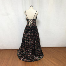 Load image into Gallery viewer, Green with Rose Gold Big Sequin Prom Dress Ball Gown with Corset Back