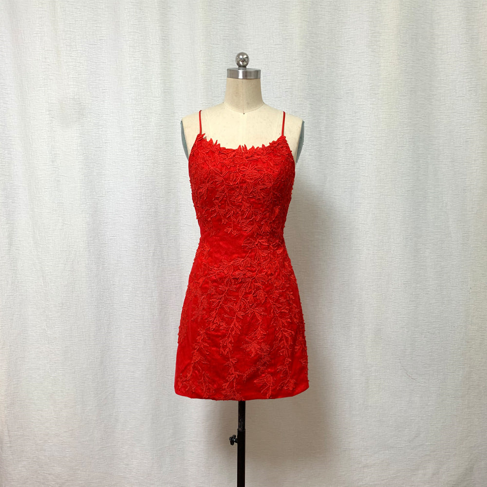 Red Lace Homecoming Dress Bodycon 2023 Corset Back 4 / Same as sample Red Lace Homecoming Dress Bodycon 2023 Corset Back 4 / Same as sample
