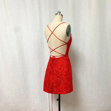 Load image into Gallery viewer, Red Lace Homecoming Dress Bodycon 2023 Corset Back