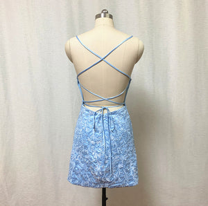 Blue Lace Homecoming Dress Bodycon 2023 Corset Back