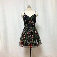 Load image into Gallery viewer, Black Floral Fairy Homecoming Dress 2023 Short Summer Dress