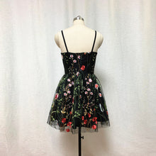 Load image into Gallery viewer, Black Floral Fairy Homecoming Dress 2023 Short Summer Dress
