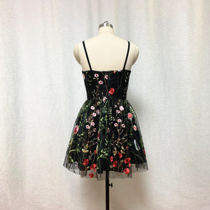 Black Floral Fairy Homecoming Dress 2023 Short Summer Dress