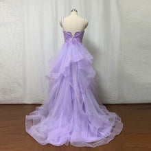 Load image into Gallery viewer, Prom Dress Fairy Lilac Purple Lace Appliques Horsehair Hem