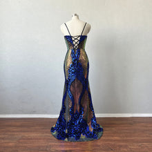 Load image into Gallery viewer, Exclusive Prom Dress Corset Back Mermaid Blue Spaghetti Straps