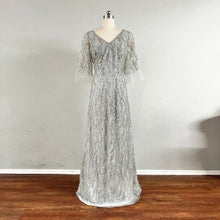 Load image into Gallery viewer, Gorgeous Grey Mother of the Bride Dress with Long Sleeves Prom Dress