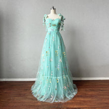 Load image into Gallery viewer, Mint Floral Tulle Prom Dress