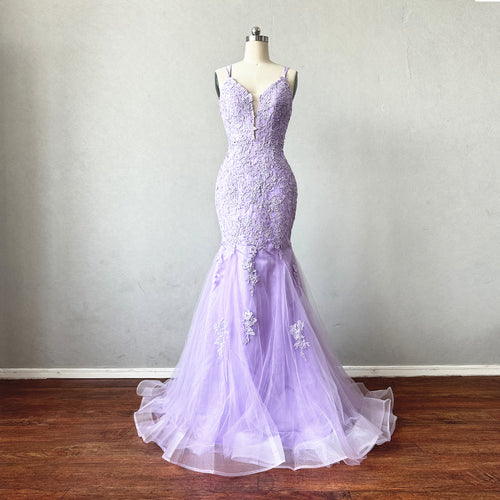 Lilac Mermaid Prom Dress Corset Back